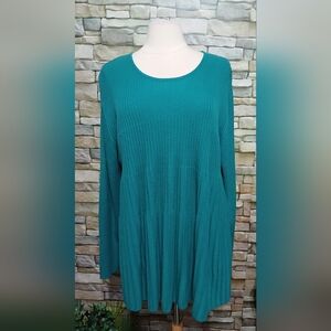 Teal 3X Salon Studio Knit Women's Sweater Tunic Crew Neck